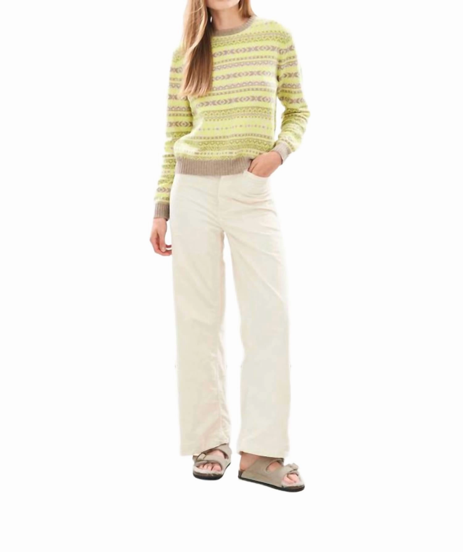 Tonal Fairisle Crew Neck Sweater In Yellow/oatmeal Multi Layered Must-Have