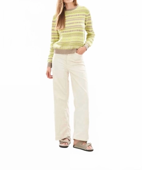 Tonal Fairisle Crew Neck Sweater In Yellow/oatmeal Multi Simple Style