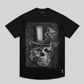 Boat Neck Cozy Feeling TOP HAT CURVED HEM T-SHIRT BLACK