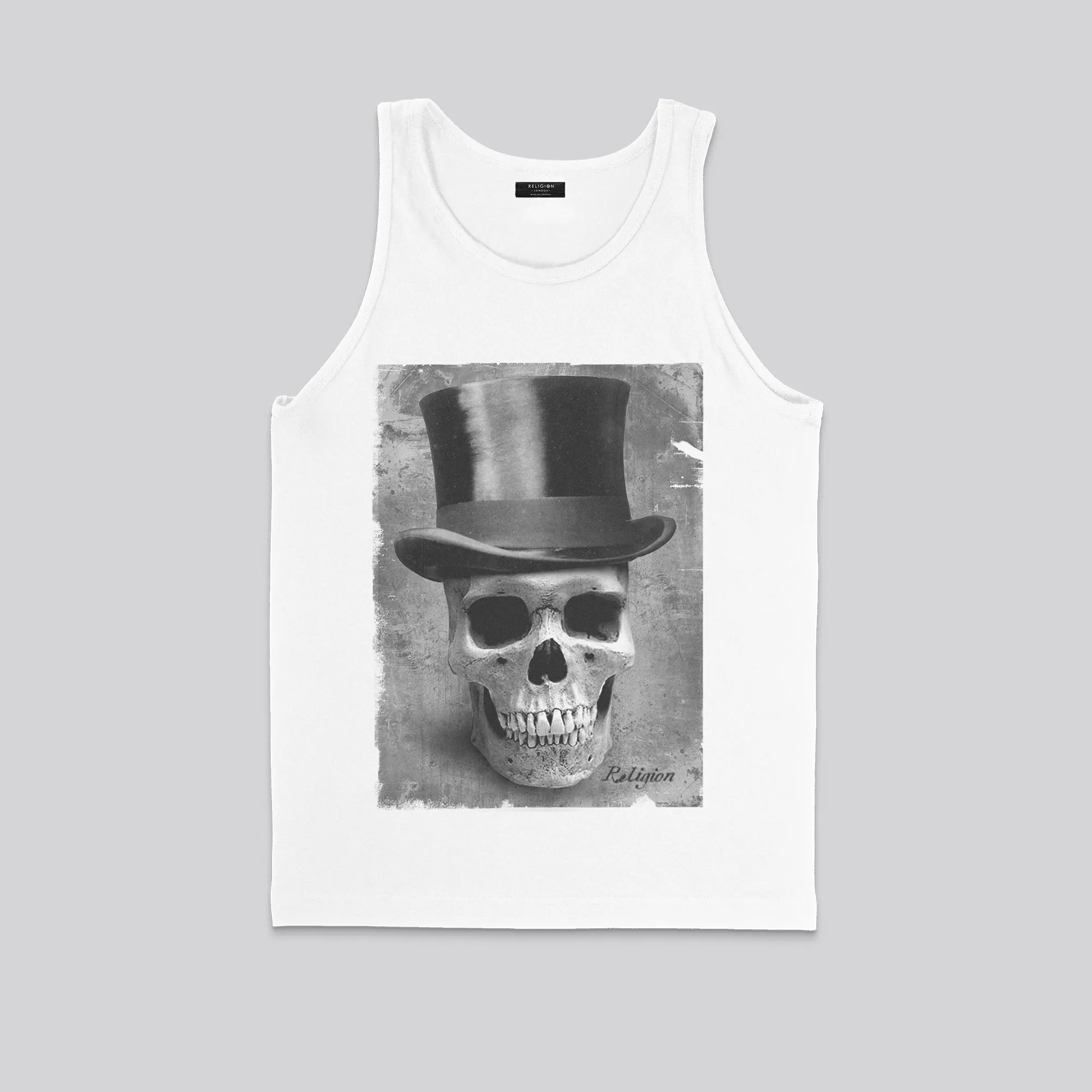 TOP HAT VEST WHITE Relax Comfort Style Compact Stitch Pattern