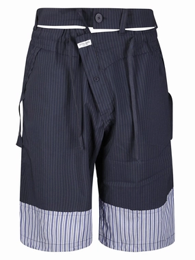 Side Pockets Eco friendly materials Pinstripe And Striped Fabric Baggy Cargo Shorts