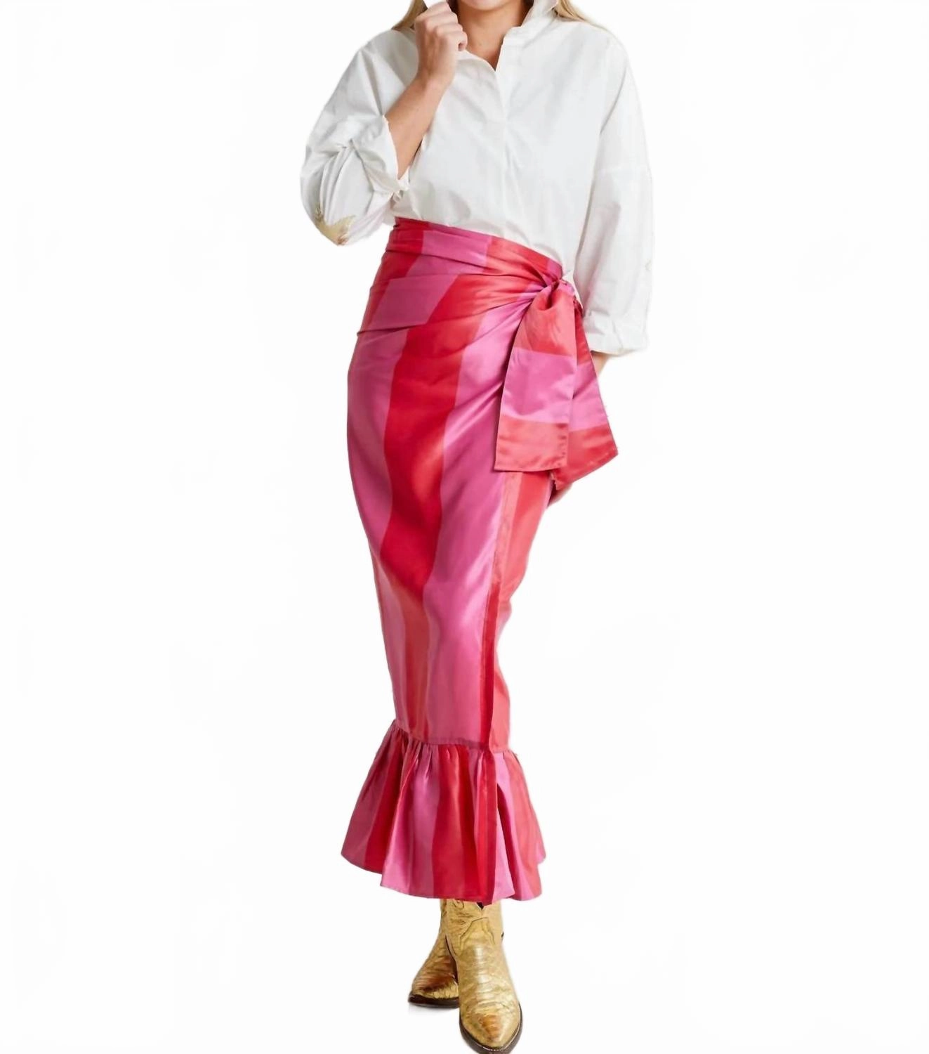 Whitney Wrap Skirt In Pink/red Comfy Fit
