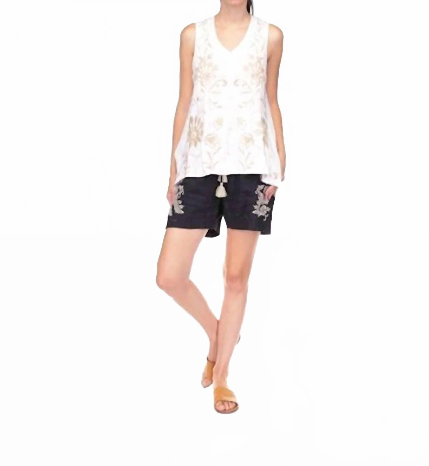 Trapunto Paper Bag Short Kamala In Black Abrasion Resistant Hem Moisture Controlled Lining