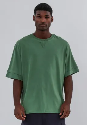 Chic Comfort Style DOUBLE SLEEVE T-SHIRT GREEN