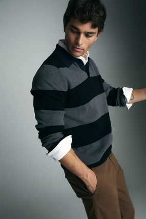 Color blocking knitted polo Casual Design Minimalist Wear