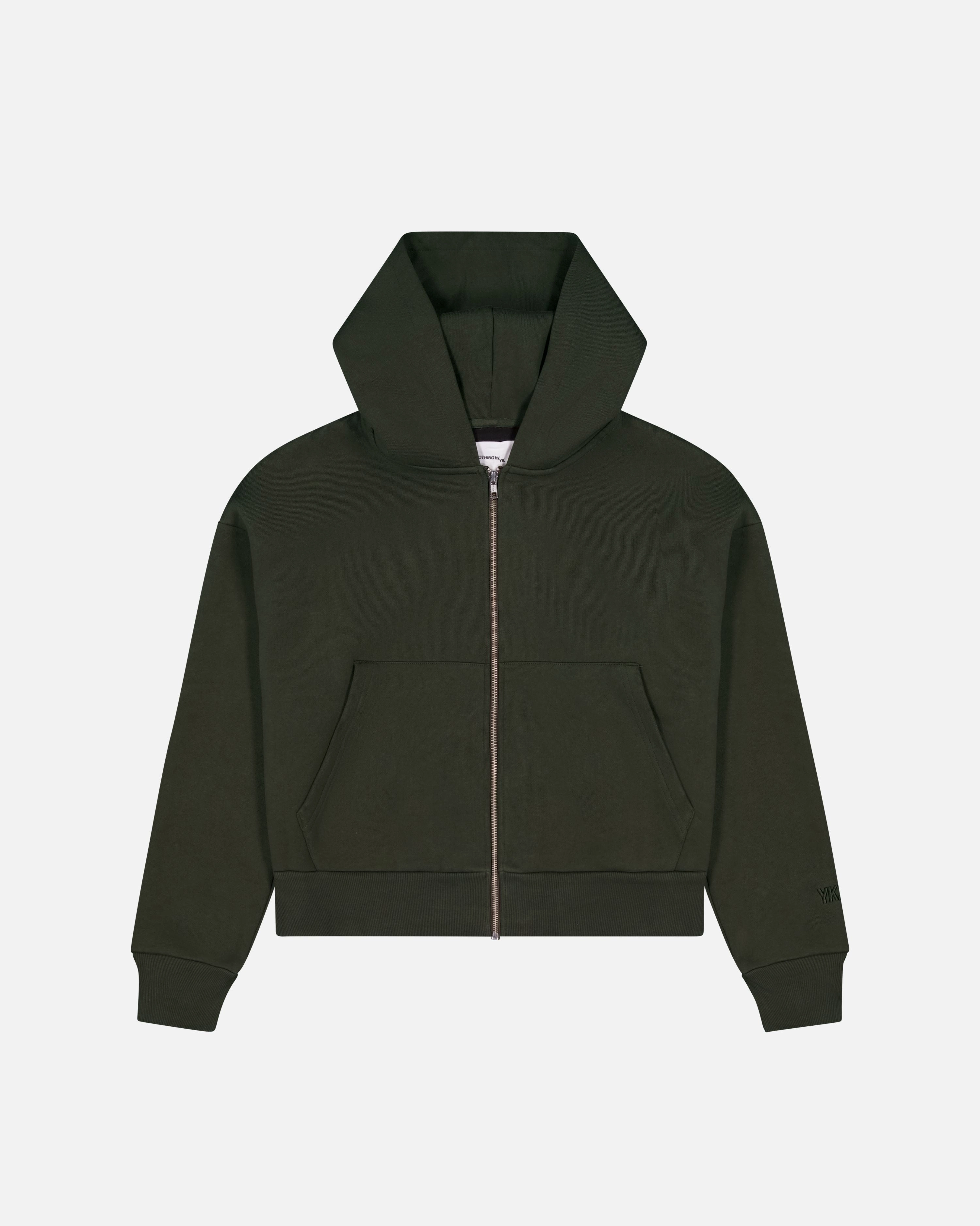 Soft Streetwear Nothing Zip Up Hoodie | Olive