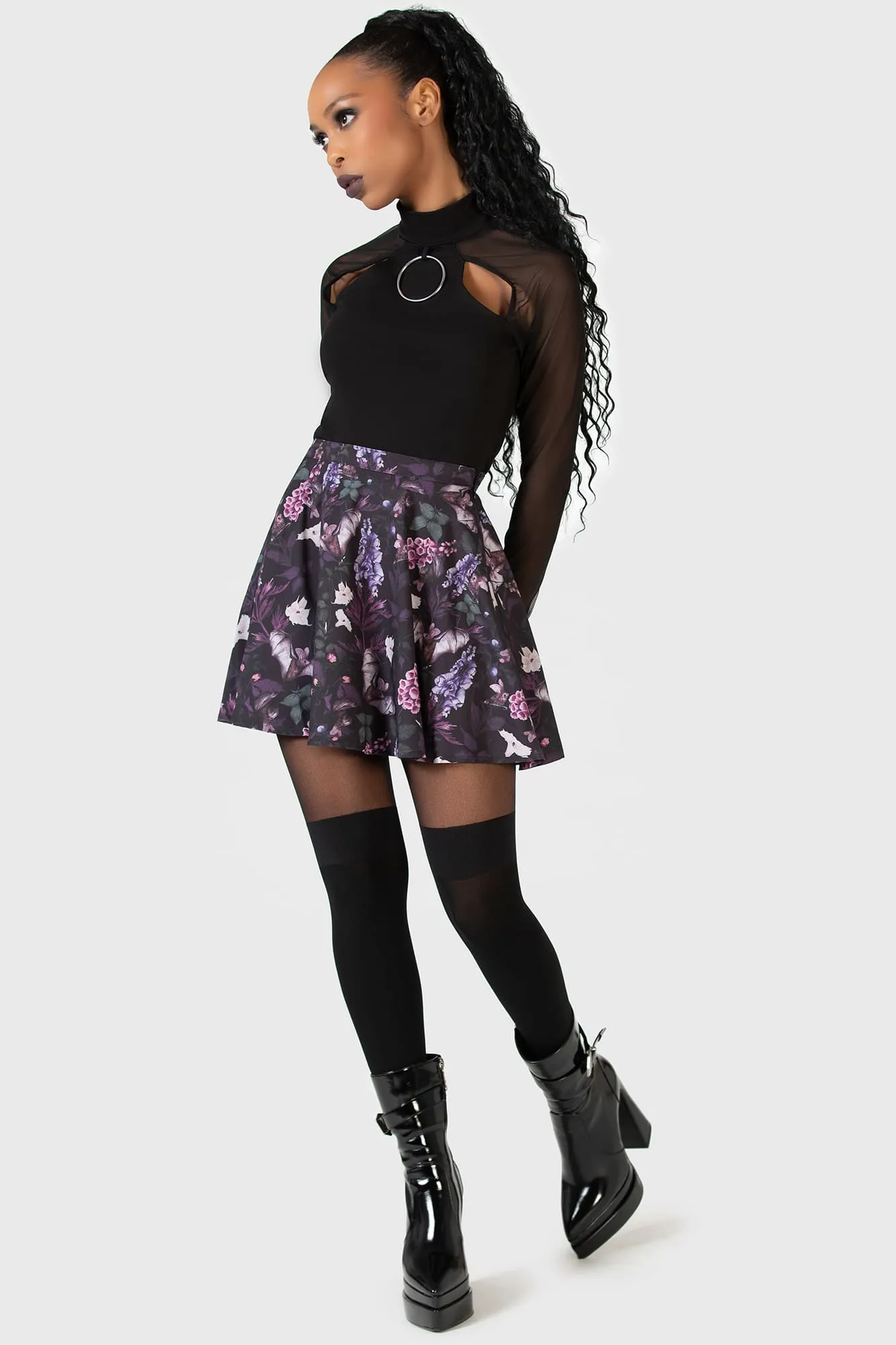 Modern Look Deadly Blossom Mini Skirt