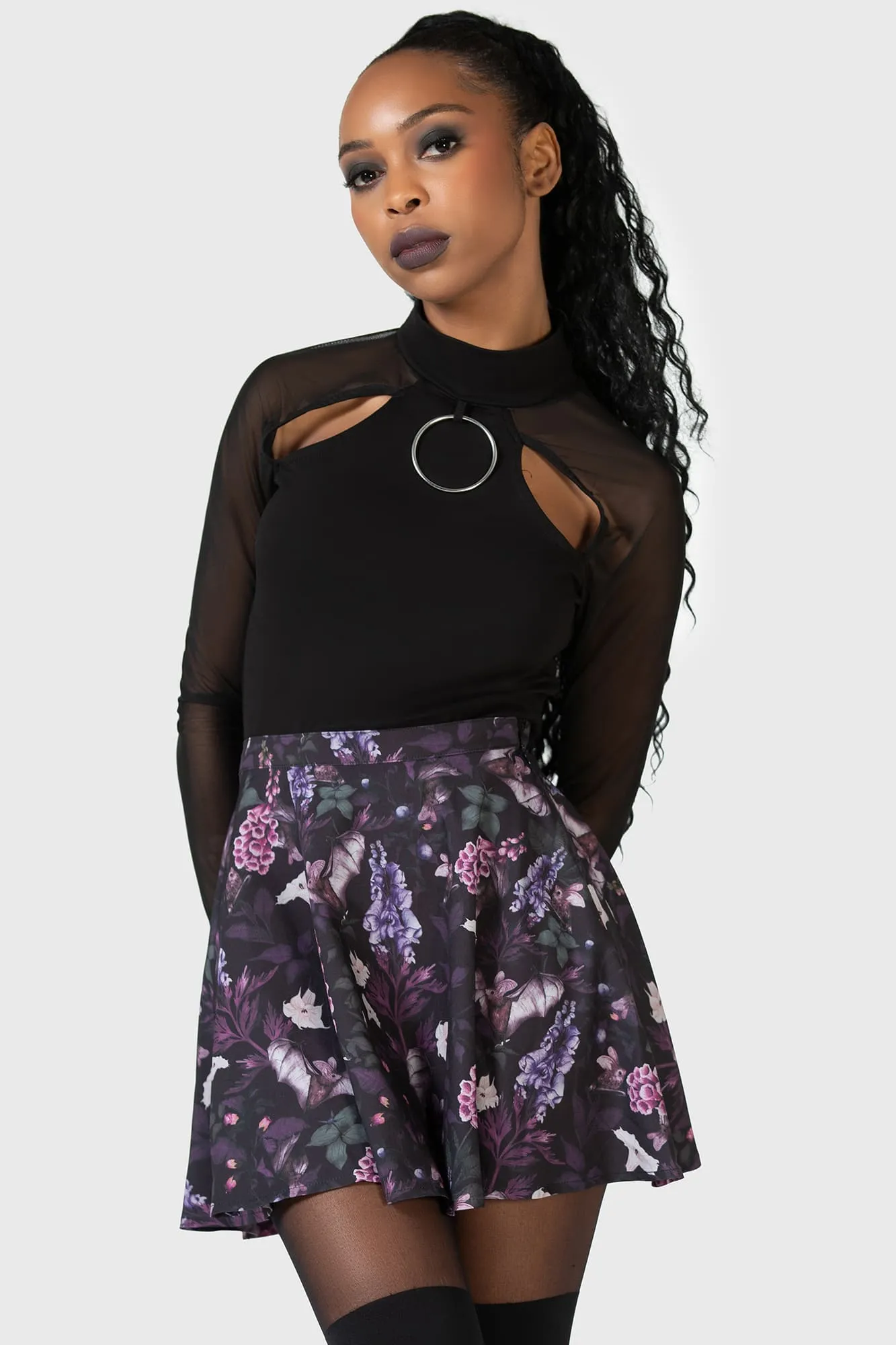 Deadly Blossom Mini Skirt Elegant Feel Laser cut