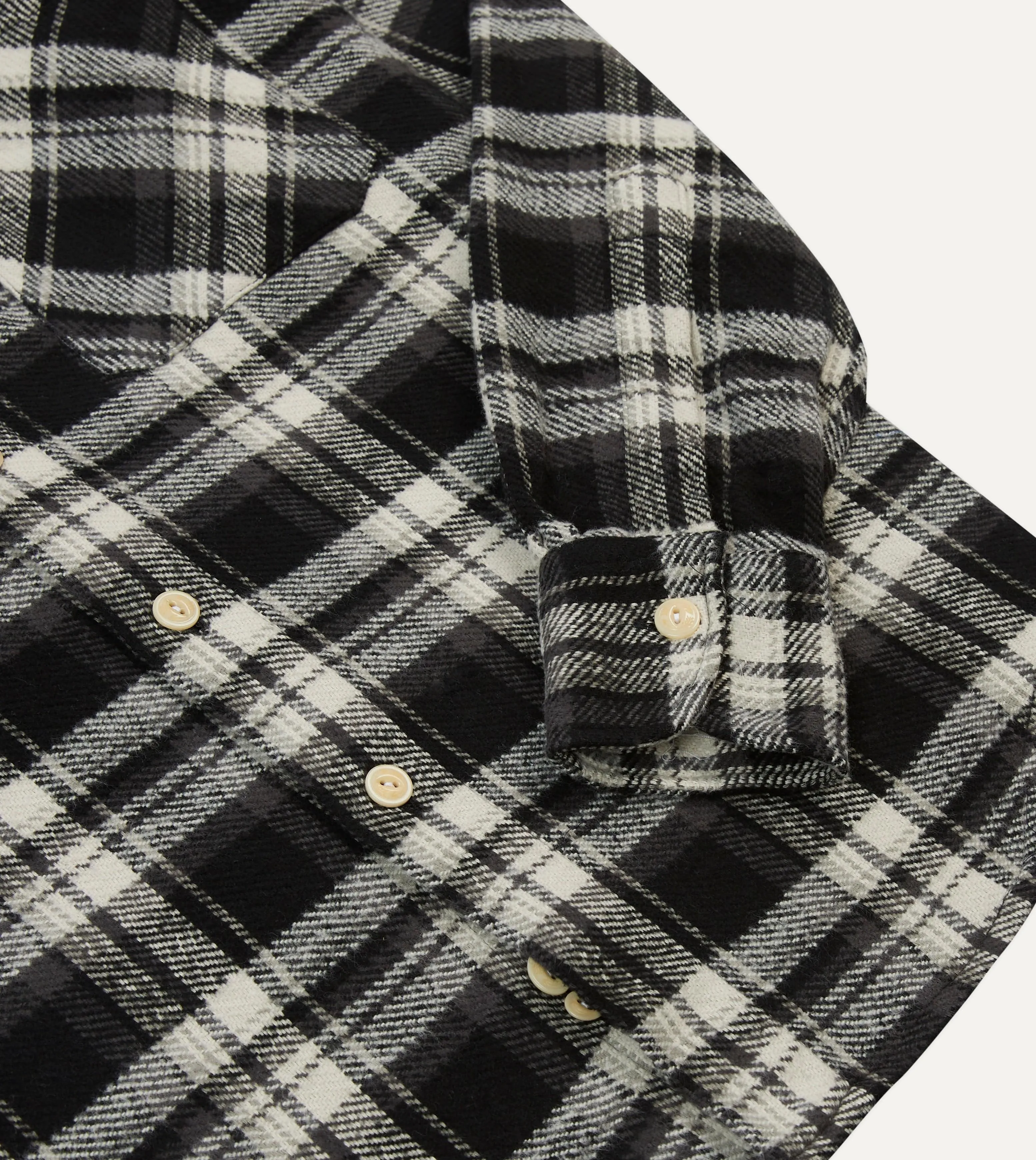 Reinforced Collar Retro Vibe Drake's by A. Levine Black Check Cotton Two-Pocket Work Shirt