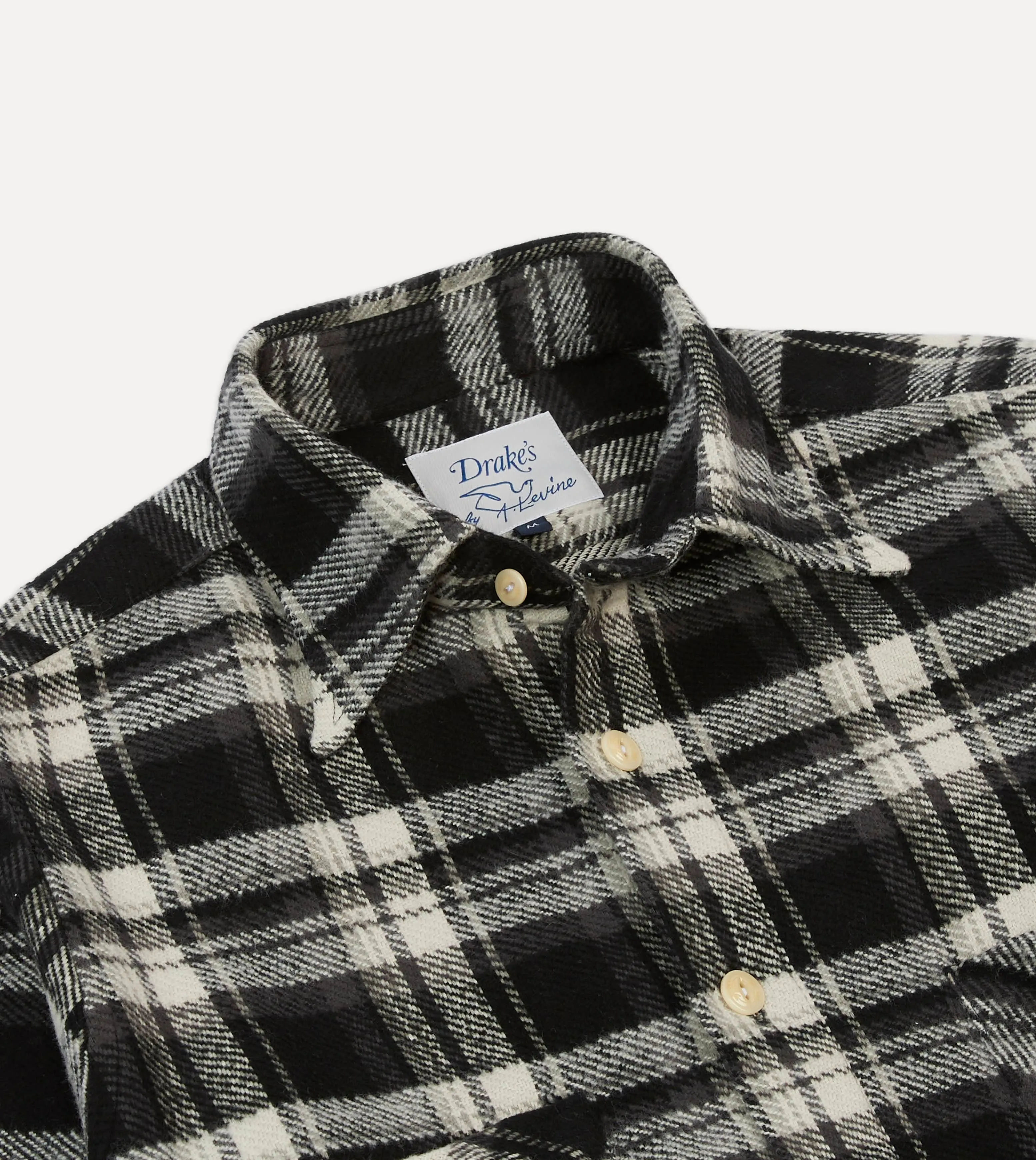 Corporate Wear Drake's by A. Levine Black Check Cotton Two-Pocket Work Shirt