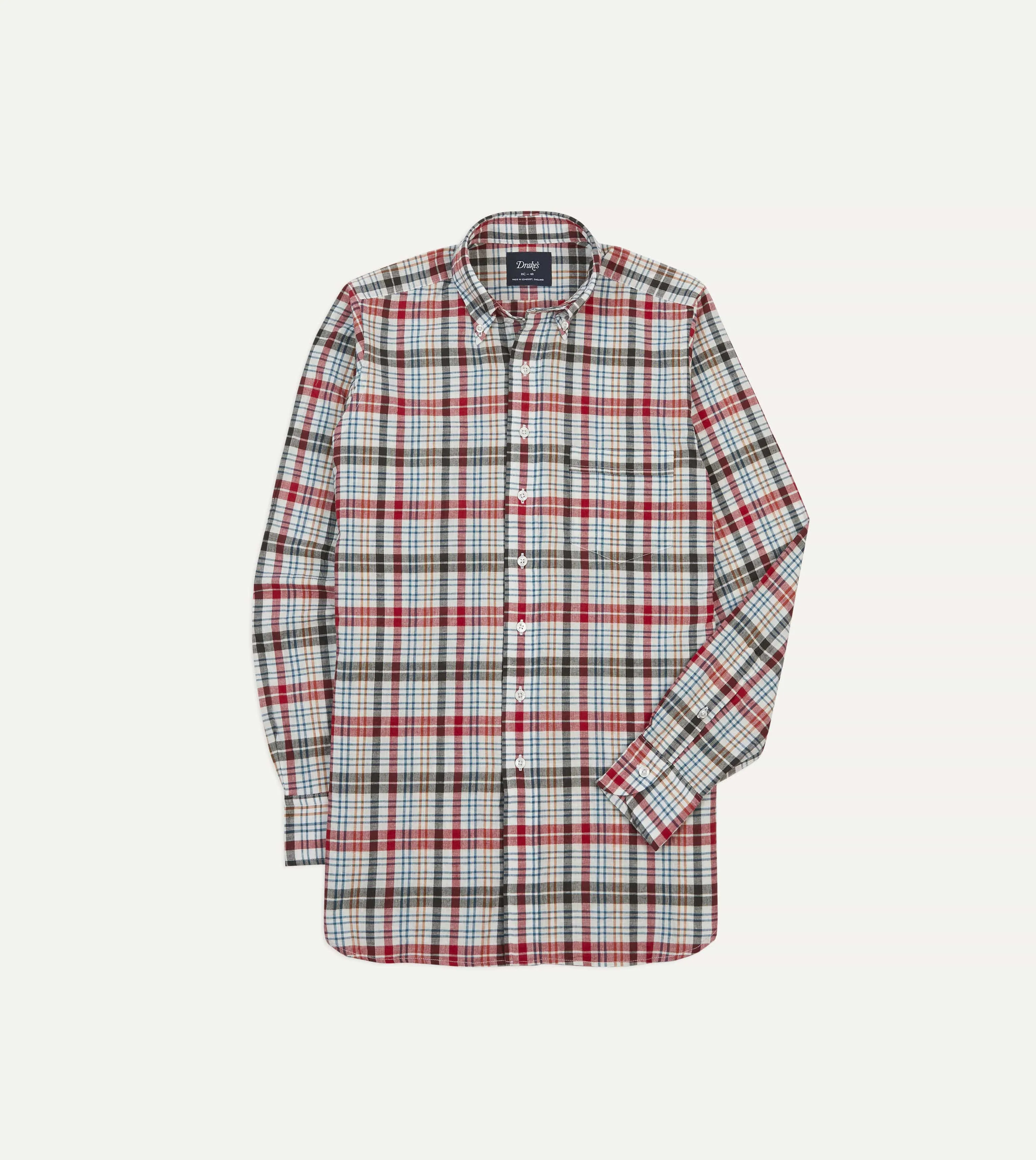 Picnic Outfit Red and Black Madras Check Cotton Button-Down Shirt