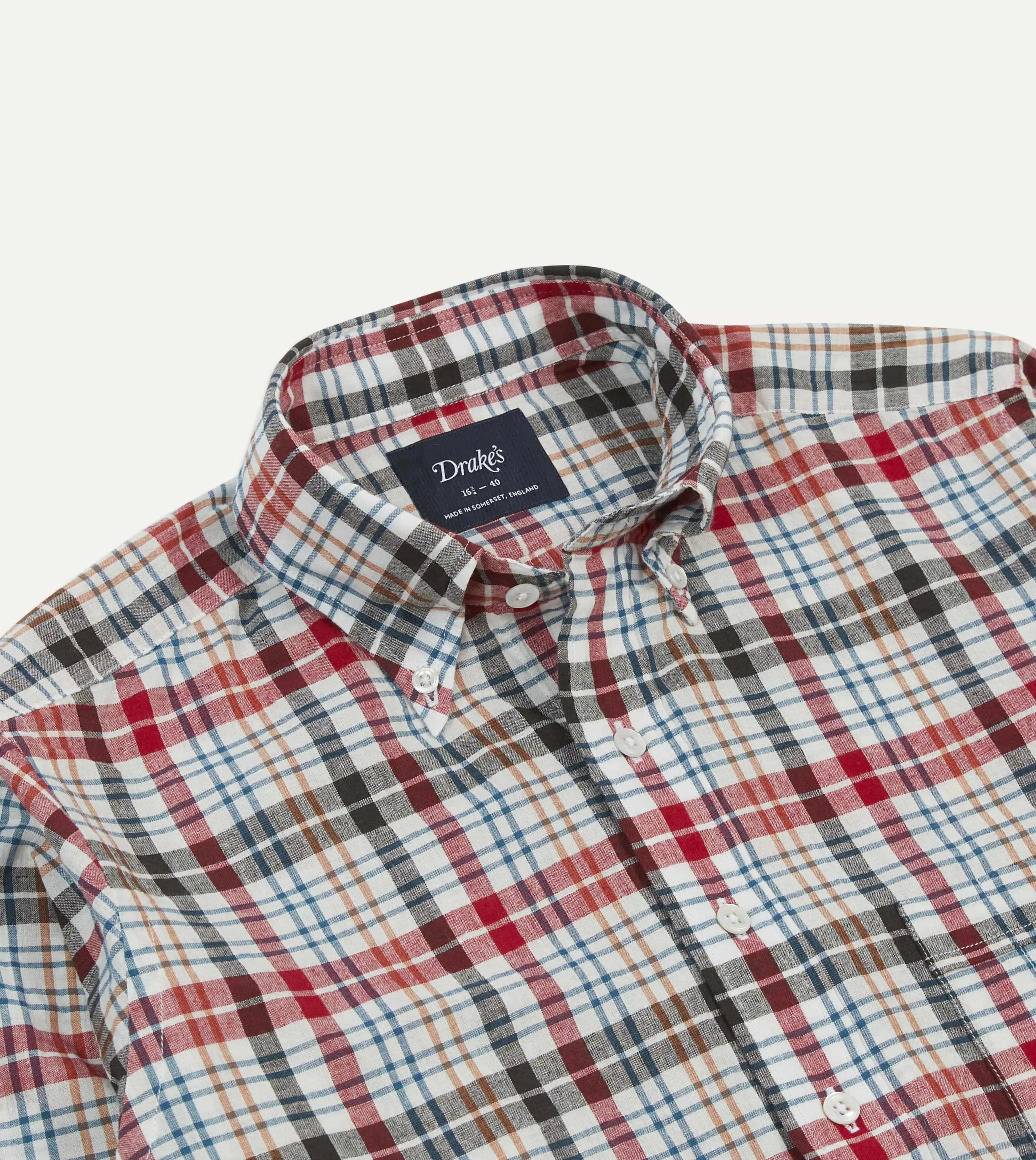 Red and Black Madras Check Cotton Button-Down Shirt Edgy Fashion Plus Size Fit