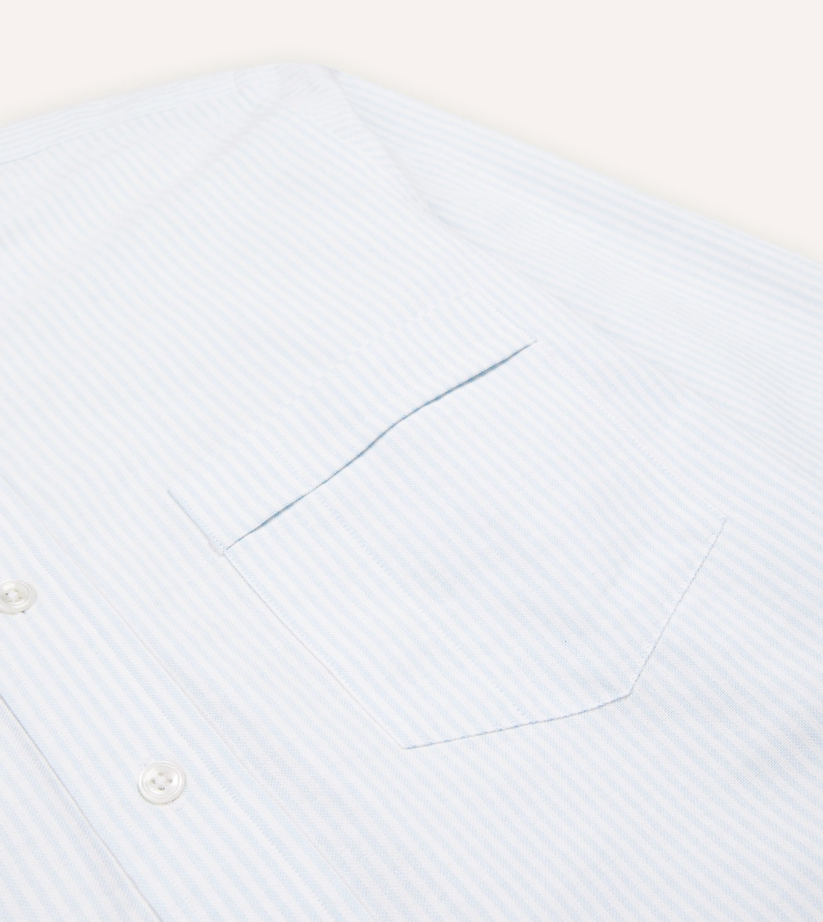 Denim Blend Sky Ticking Stripe Cotton Oxford Cloth Button-Down Shirt