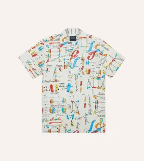 Non Irritating Tags Round Collar Dance Steps Print Cotton Camp Collar Short Sleeve Shirt