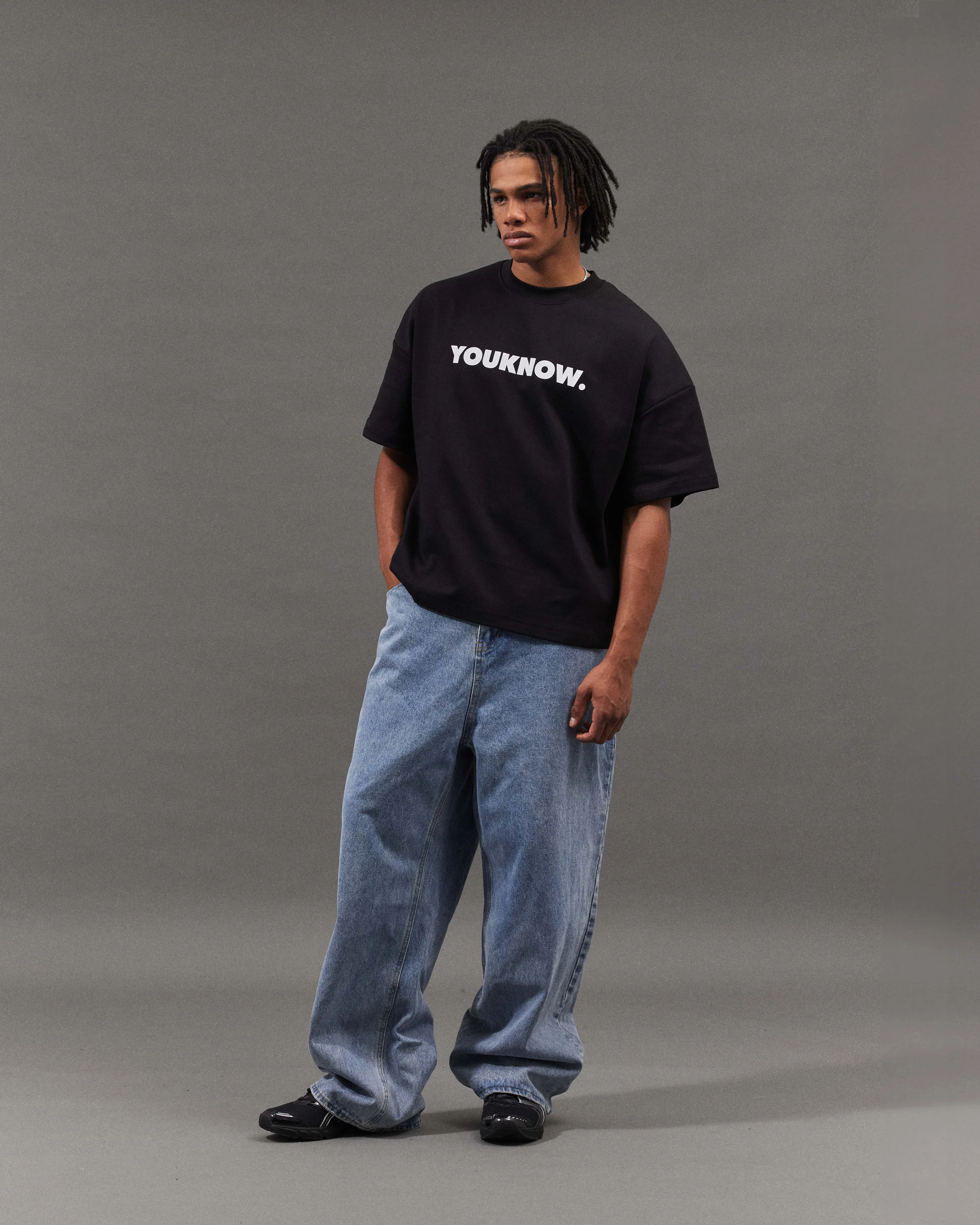 BLOCK TEE | Black Wrinkle Resistant Texture