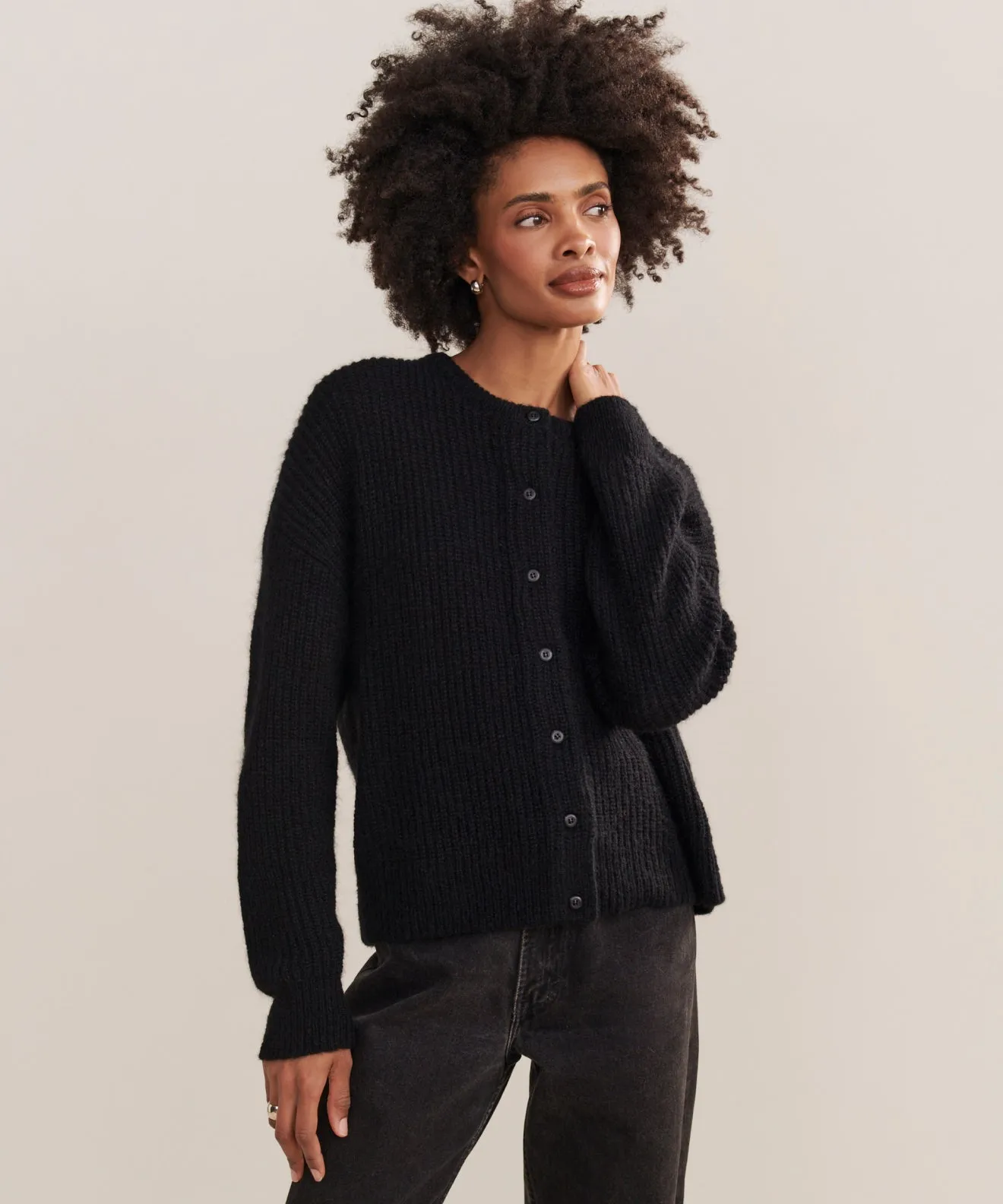 Hayes Crewneck Cardigan Eco Certified Fibers Everyday Classic