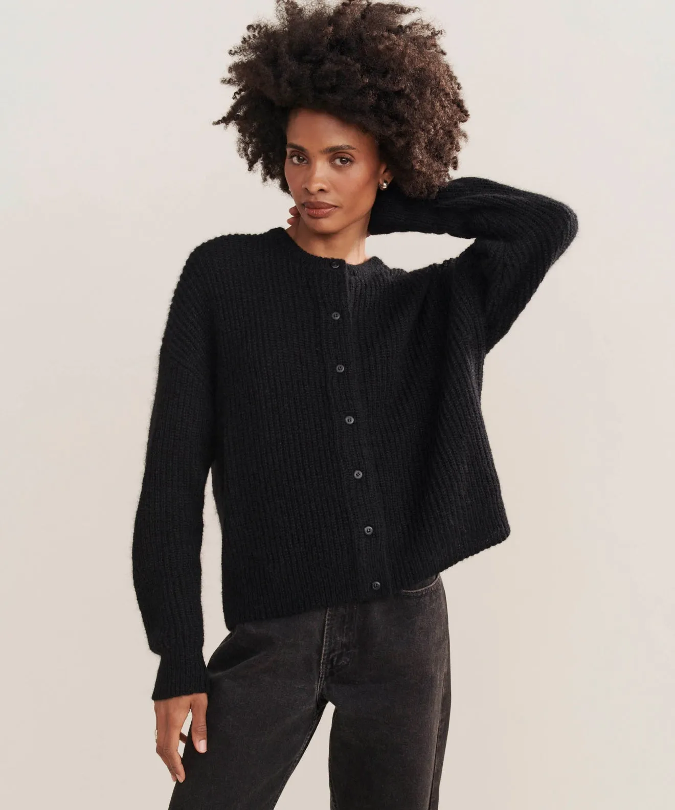 Breathable Mesh Paneling Hayes Crewneck Cardigan