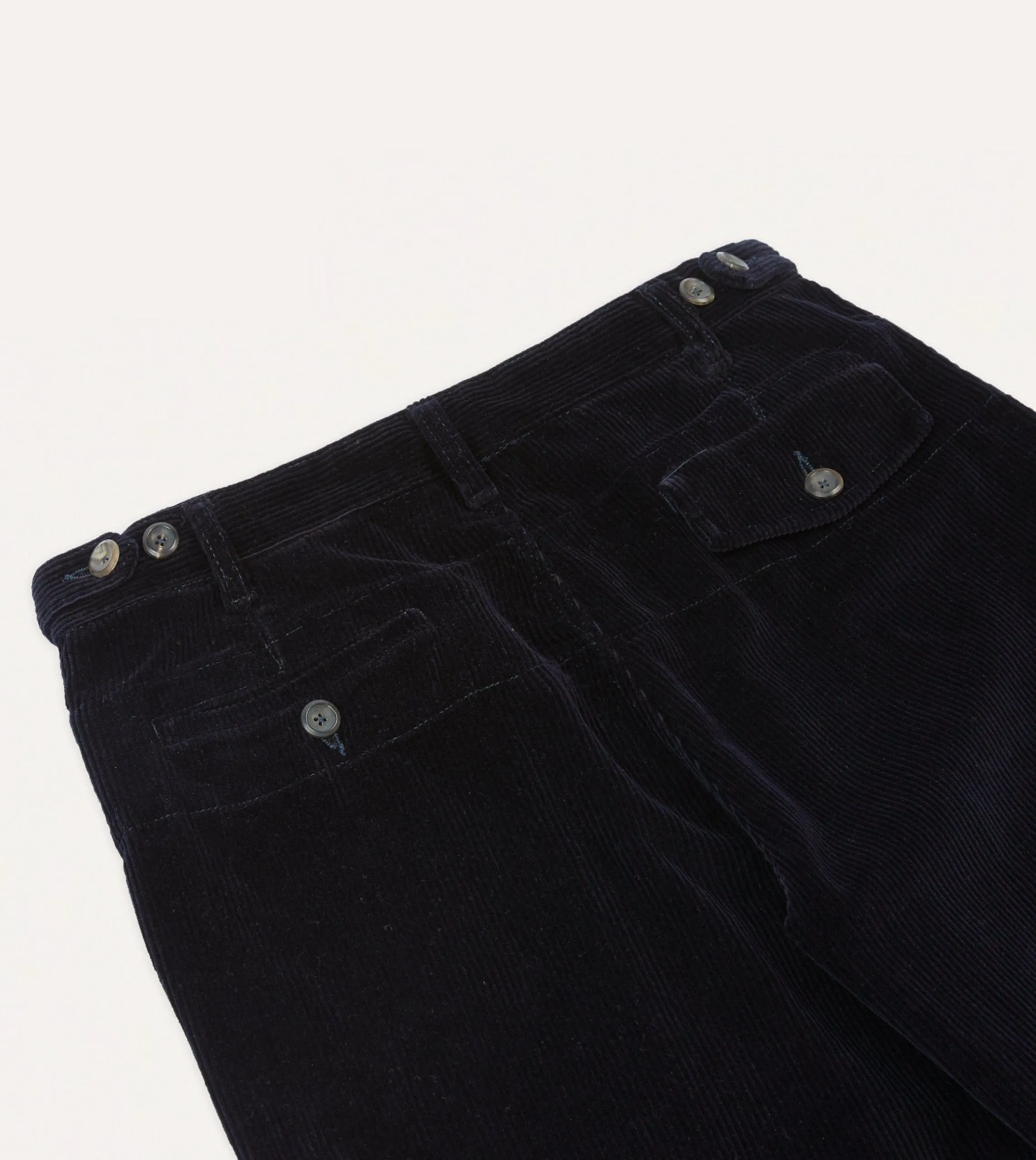 Navy Cotton Corduroy Games Trousers Sustainable Fabric Chic Comfort