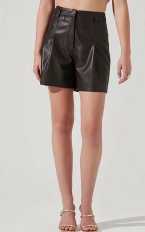 Faux Leather Shorts In Dark Brown Quick Fit teen clothing