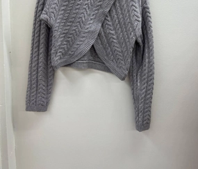 Smart Fashion Women's Cross Over Turtleneck Sweater In Heather Grey