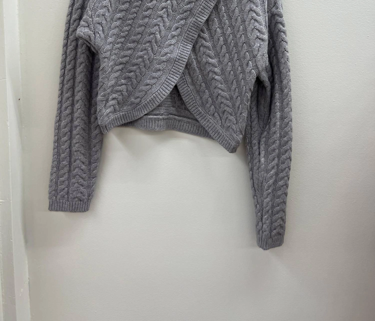 Smart Fashion Women's Cross Over Turtleneck Sweater In Heather Grey
