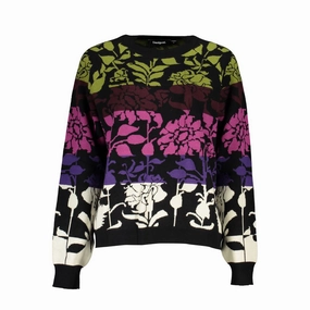 Double Layered Collars Soft Layering Desigual Chic Long-Sleeved  Sweater with Contrast Women's Details