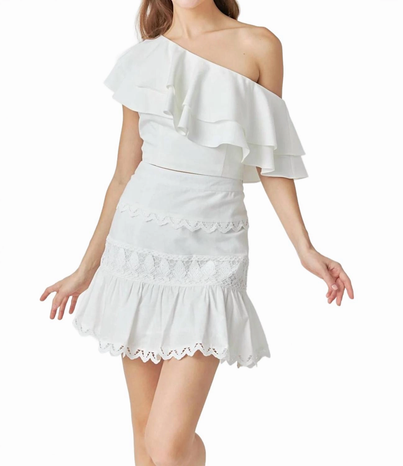 Trim Detail Mini Skirt In White Glamorous Appeal