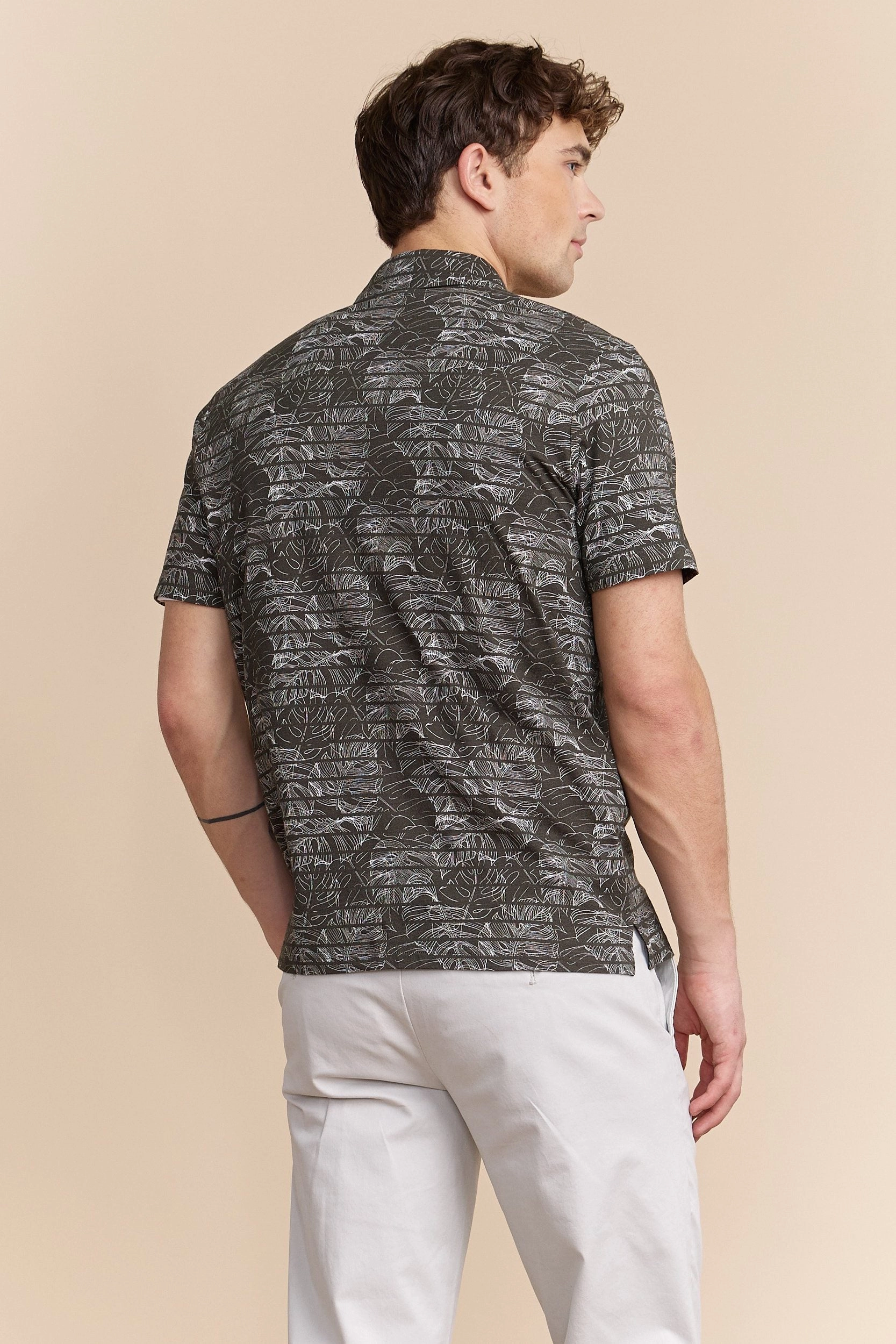 Tropical print stripped polo Elegant Fit