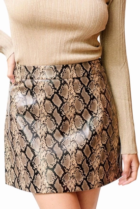 Leather Mini Skirt In Snake Print Thermal Regulating Simple looks