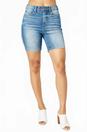 Tummy Control Bermuda Shorts In Medium Blue Summer Ready