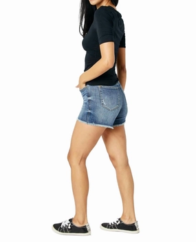 Breathable Liner Pastel Colors Tummy Control Fray Hem Shorts In Blue