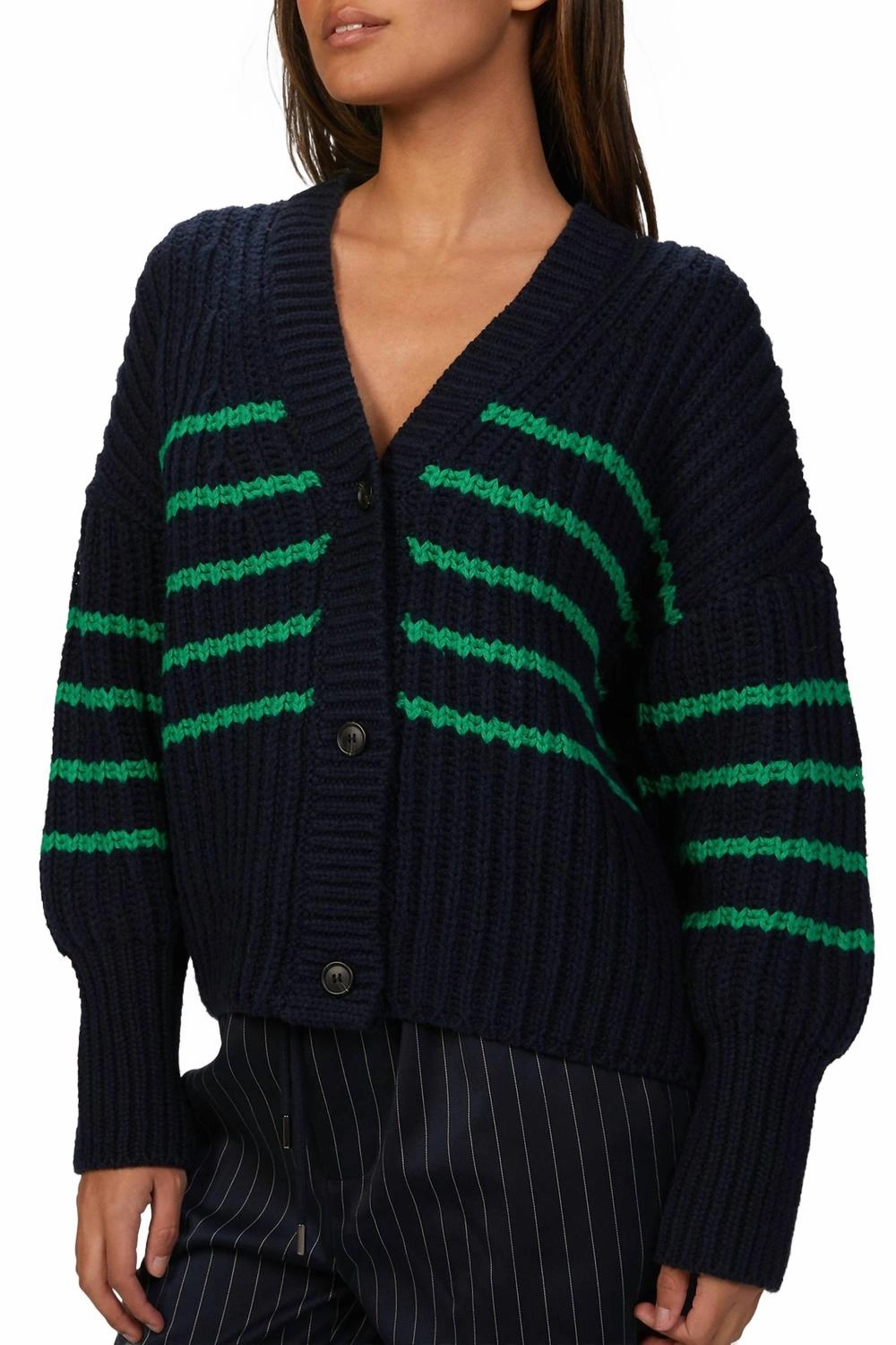 Flexible Drop Shoulder Tupper Knit Cardigan In Indigo