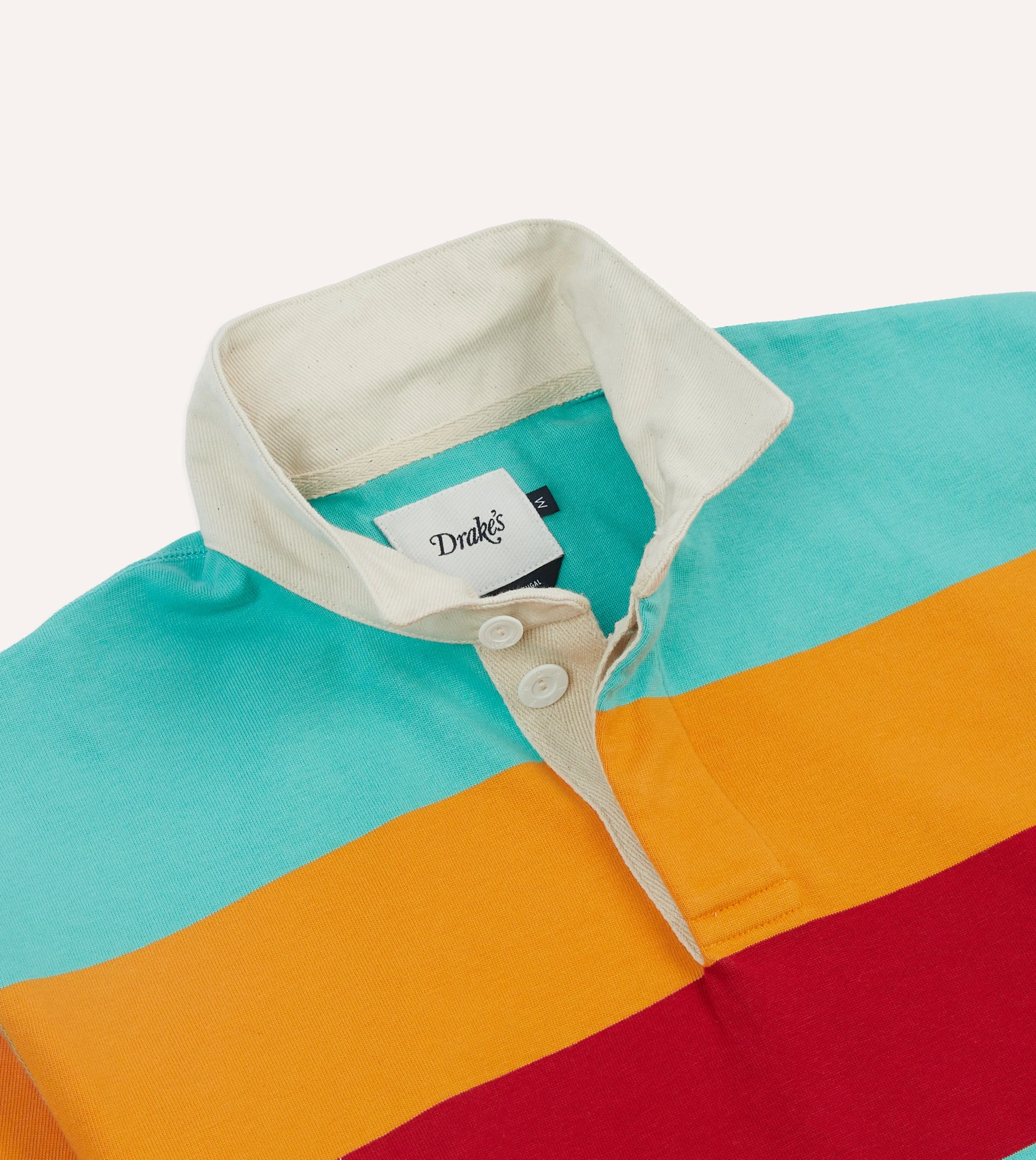 Turquoise, Yellow, Blue and Red Multi Stripe Cotton Rugby Shirt Fashion-Forward