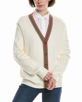 Burberry Icon Stripe Wool Cardigan Winter Ready Wear All-Season Comfort