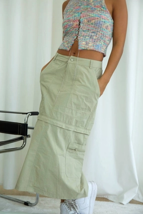 Classic Choice Two Ways Convertible Parachute Skirt In Sage