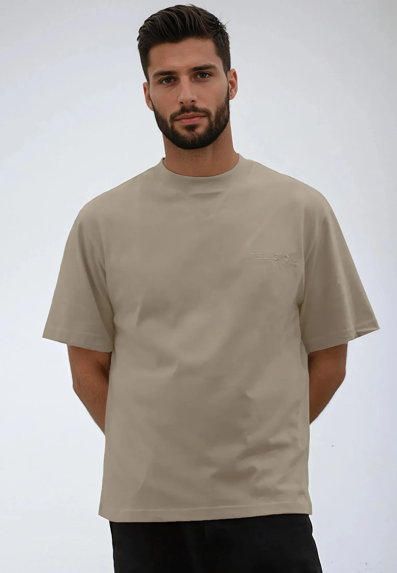 LOGO OVERSIZED T-SHIRT FAWN DurableStitching