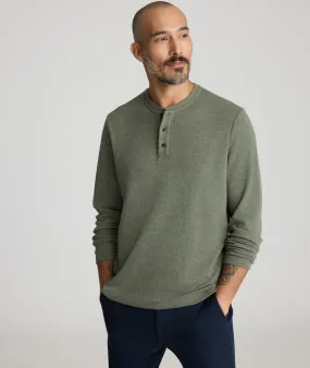 Stretch Cotton Herringbone Henley Cozy Design