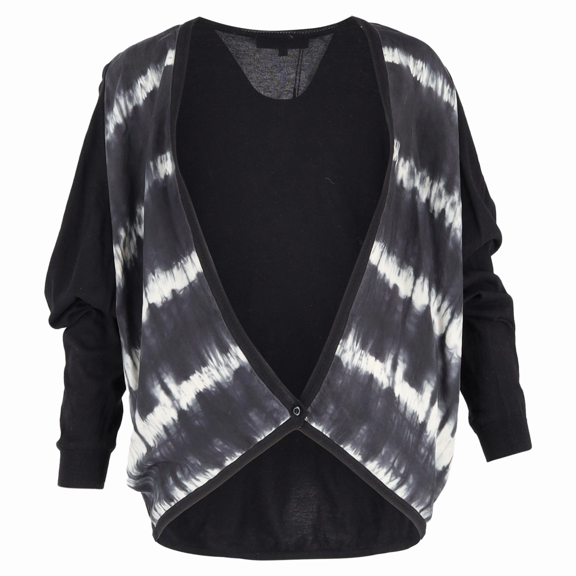 Elegant Comfort Sandro Paris Tie-Dye Cardigan in Black Cotton