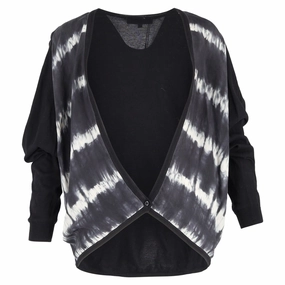 Elegant Comfort Sandro Paris Tie-Dye Cardigan in Black Cotton