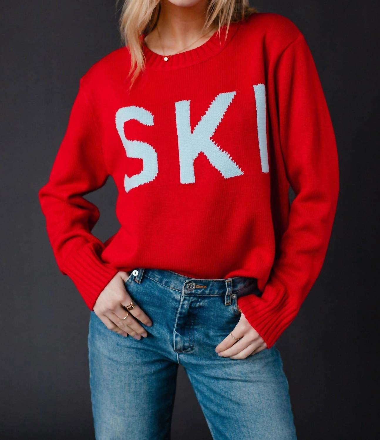 Classic Design Ski Sweater In Red