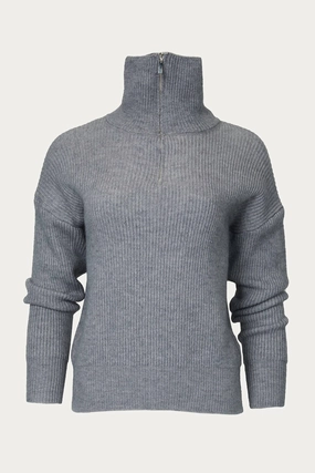 Trendy Knit Ciut Half-Zip Ribbed Sweater In Grey