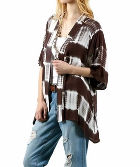 Tie Dye Lace Crochet Back Kimono In Olive Casual Chic Knit Chilly Knitwear