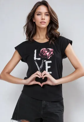 Cozy Fit SPIRIT T-SHIRT LOVE BLACK