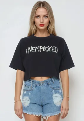 Comfy Essentials Comfy Design UNEMPLOYED CROP TOP BLACK