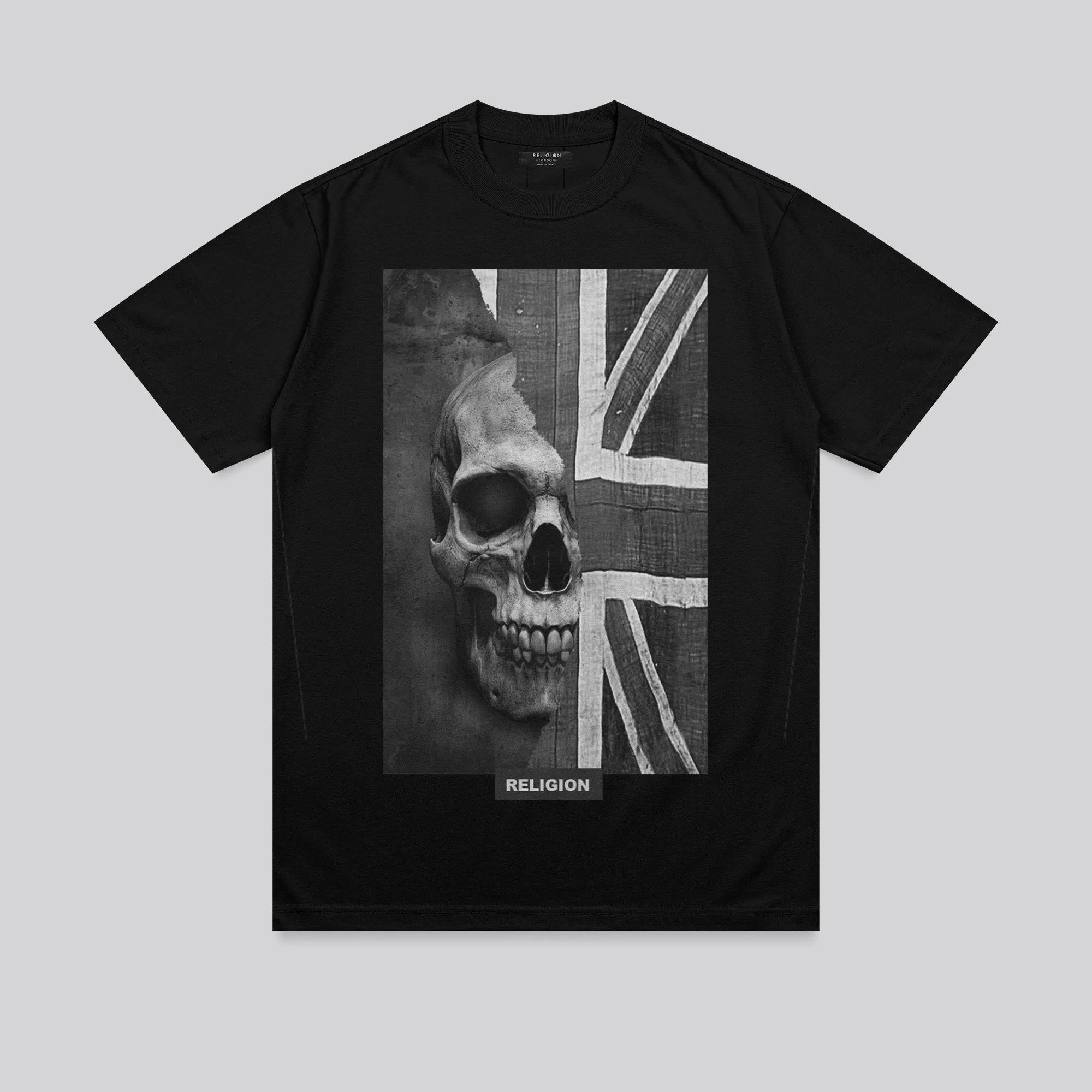 Ribbed Neckline UNION JACK T-SHIRT JET BLACK