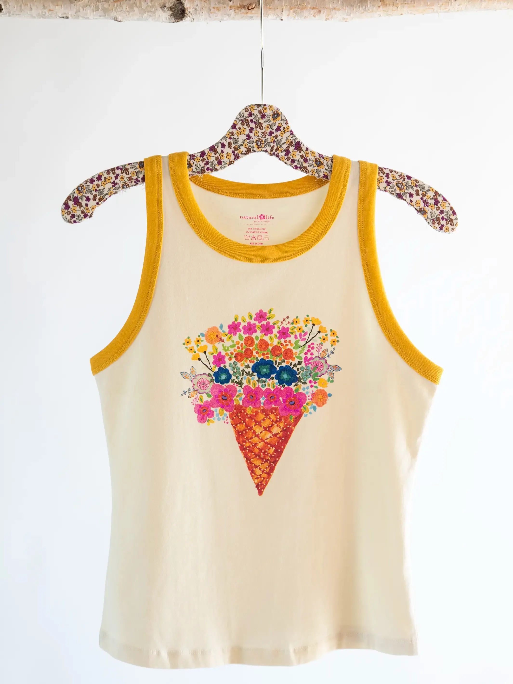 Ringer Tank Top - Ice Cream Cone Lint Resistant Surface
