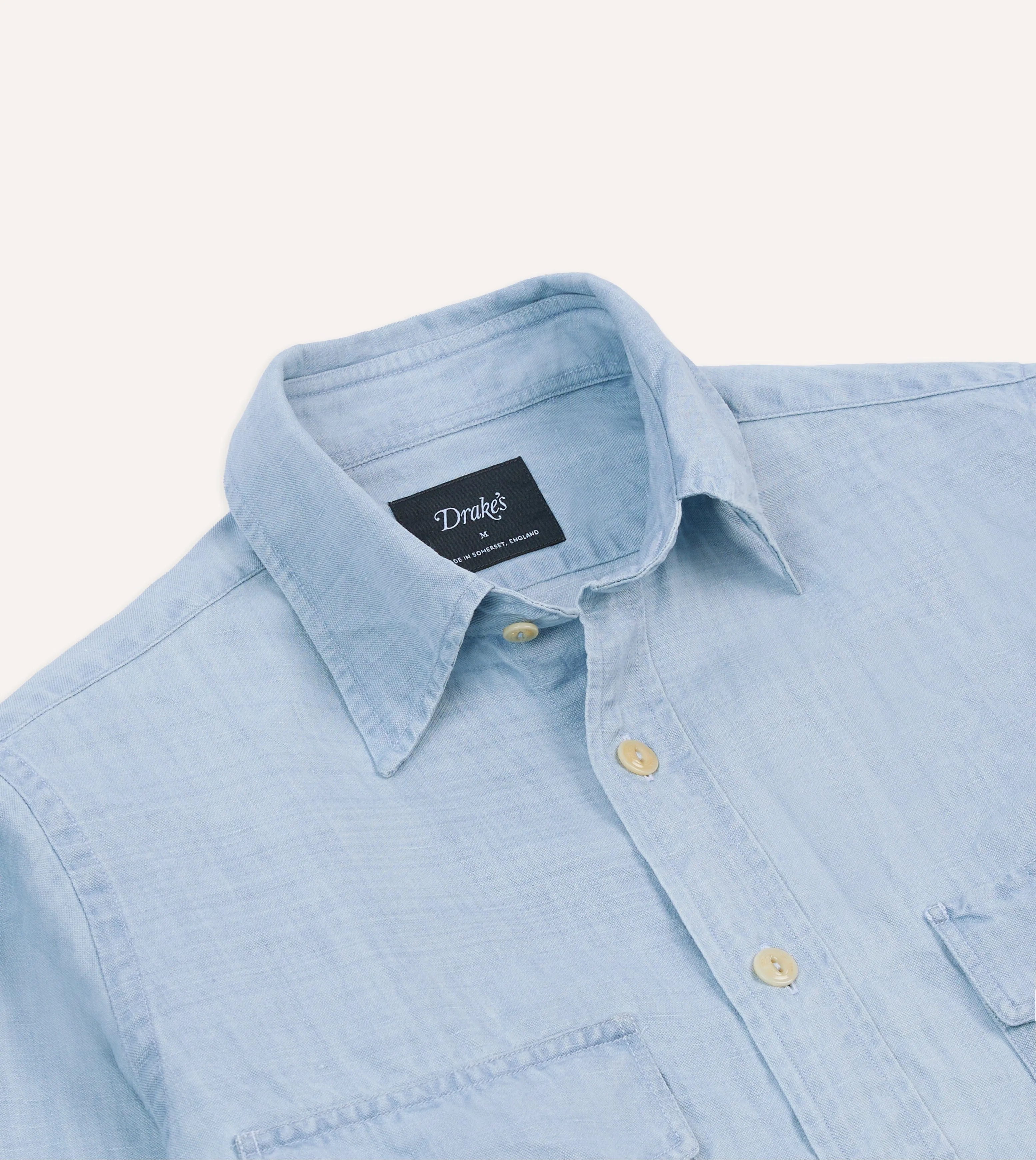 Black Tie Optional Versatile Layering Bleach Wash Cotton-Linen Long Point Collar Work Shirt
