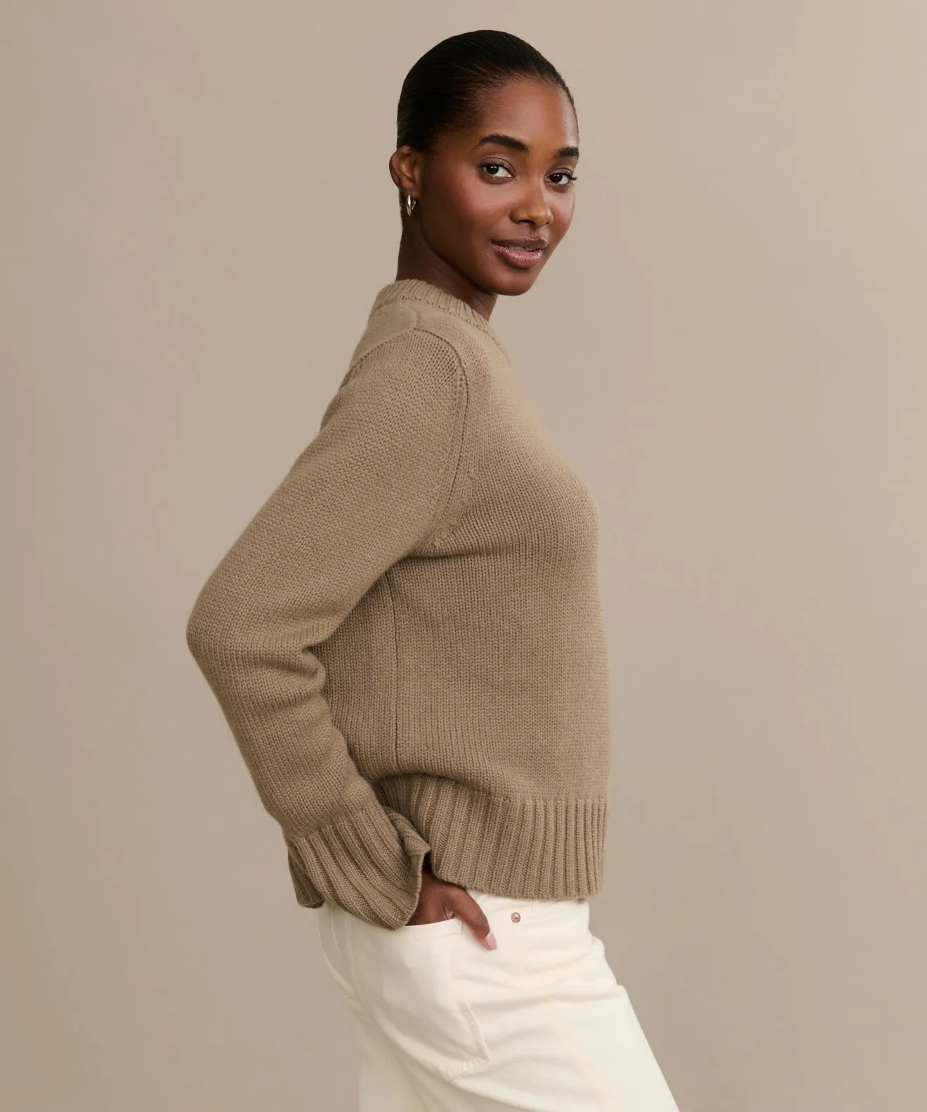 EcoFinish Waterproof Coating Waffle Knit Texture Grace Crewneck