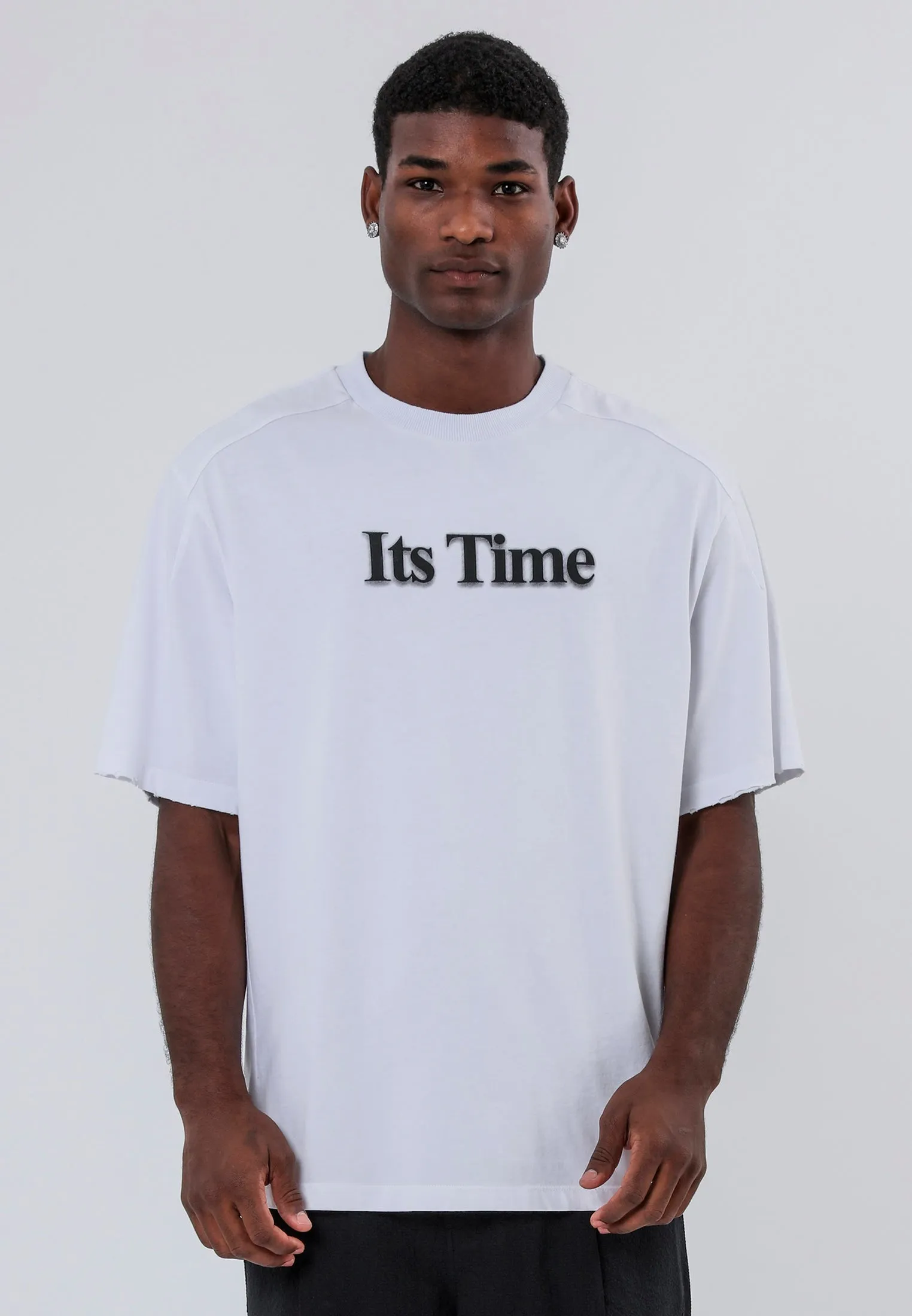 Minimal Comfort Hypoallergenic Fibers ITS TIME BLURRED T-SHIRT WHITE