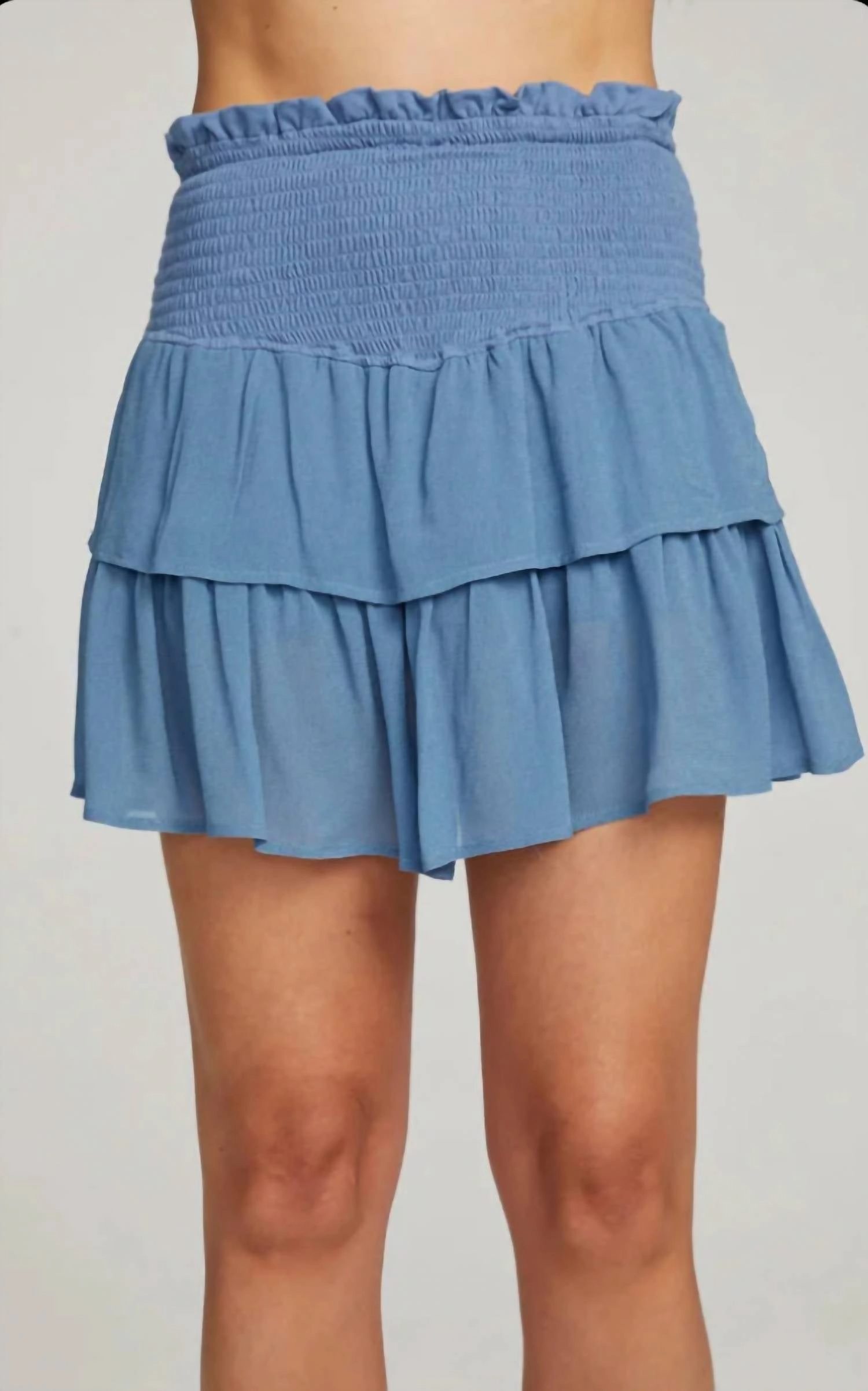 Warm Insulation Weighted Hem Cruz Mini Skirt In Vintage Blue